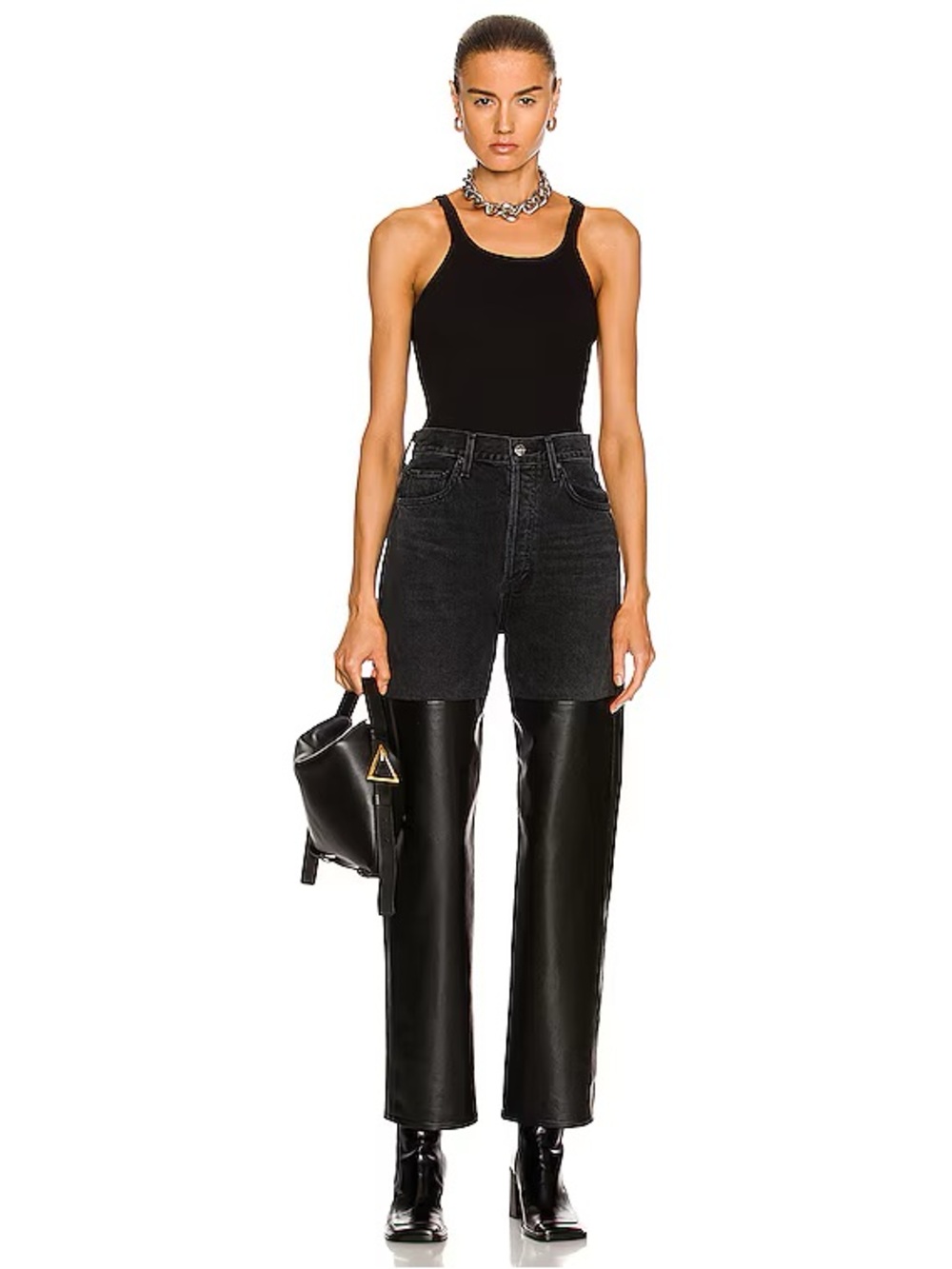 Agolde Pieced 90's Pinch Waist Jean in Howl & Detox Recycled Leather